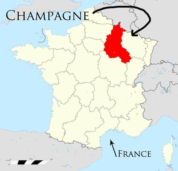 Regiunea Champagne unde se produce șampania